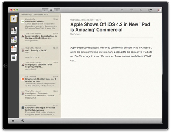 Reeder Mac on iPad